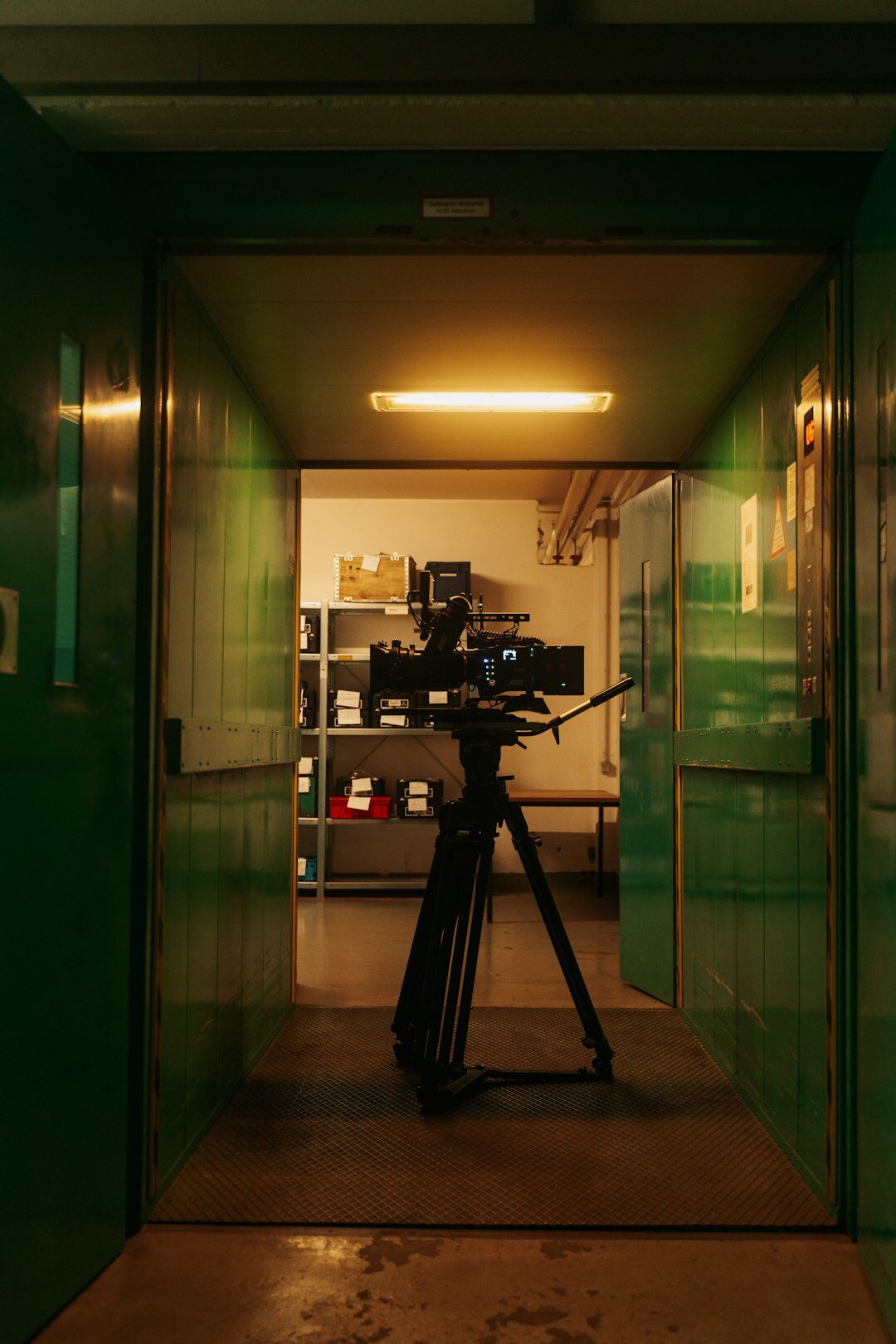 Empty television studio with cameras and lighting rigs